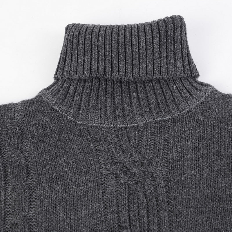 Autumn Winter Men's Warm Sweater Long Sleeve Turtleneck Sweater Retro Knitted Sweater Pullover Sweater