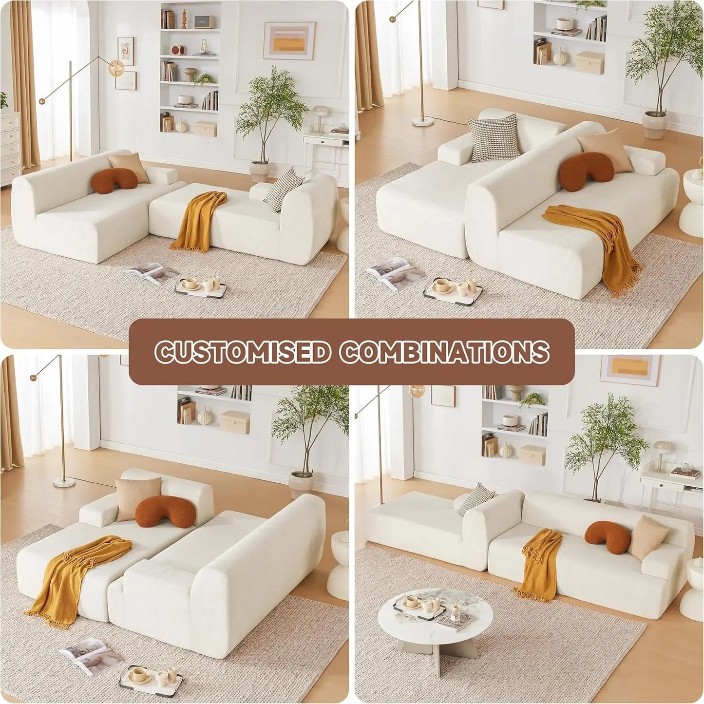 107” modulares Sektionssofa, modernes Couch-Schaumstoff-Sektionssofa für das Wohnzimmer, hochdichtes Schaumstoff-Wolken-Sektionssofa
