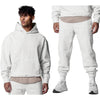 Men's Thick Cotton Training Sets Hoodie Casual Sports Pullover Hooded 2-piece Top with Pants Sweatshirts Gym Running Tracksuits