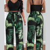 Women Fashion Print Halter V-Neck Short Tank Suit Tops Long Pants Matching Set Summer Casual Female Slim Pants Two Piece Sets