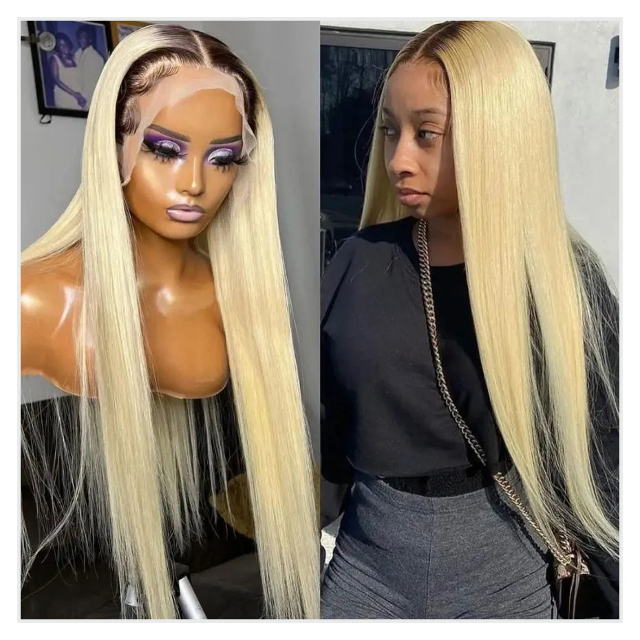 1B 613 Body Wave Human Hair Wig 13x6 Hd Lace Frontal Wig Brazilian 2 Tone Dark Root Ombre Blonde Lace Front Wigs For Black Women