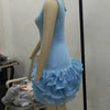 Znaiml Women Blue Stretchy Mini Dresses With Pearls Ruffles Trimmed Bottom Sexy Sheath Short Guest Birthday Party Wedding Gowns