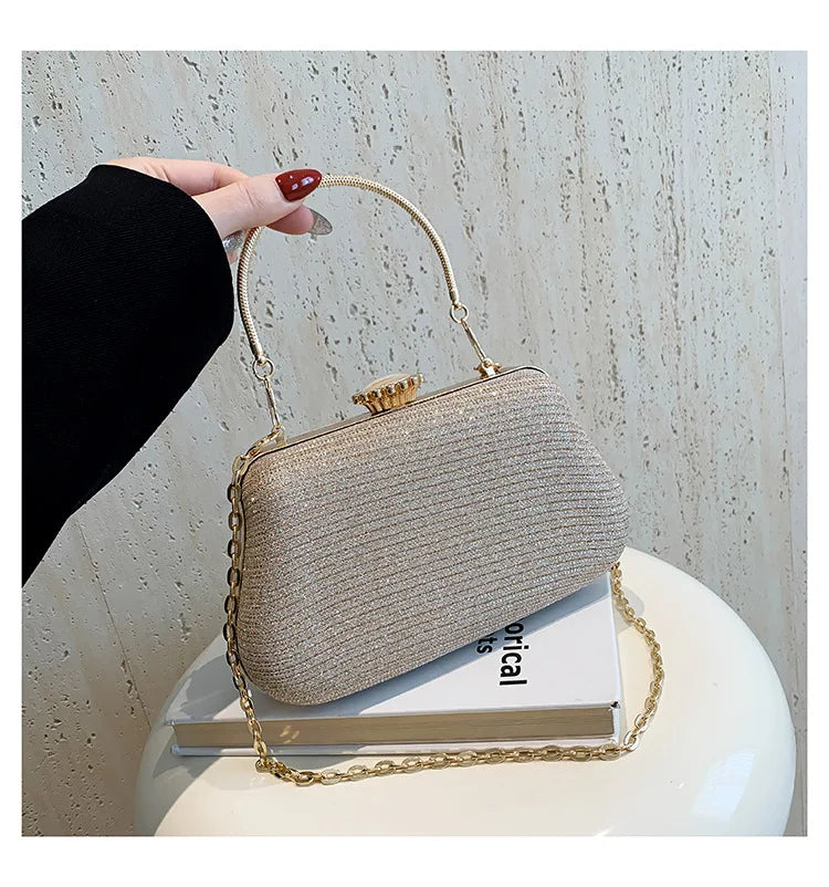 Luxus-High-Design Damen-Abendtasche Party-Bankett Glitzertasche für Damen Hochzeitsclutch Handtasche Umhängetasche mit Kette Bolsas