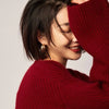 Rollkragenpullover 100% Kaschmir Pullover Damen lose verdickend Anti-Aging Nische Vintage Roter Rundhals-Pullover Damen Langarm