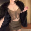 V-Neck Sexy Lace Corset Top Slim Fit Push Up Hollow Suspender Vest Adjustable Straps Off Shoulder Breathable Mesh Vest Travel