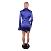 2023 Elastic Elegant Single Breasted Dress Retro Lapel Satin Tight-fitting High Waist Wrap Hips Ruched Short Dress Sexy Clubwear