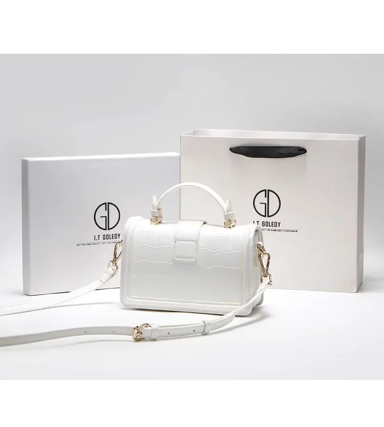 Luxuriöse Designer-Taschen mit hochwertigem Alligator-Prägeleder und zartem Metalldesign, tragbare Umhängetasche für Damen