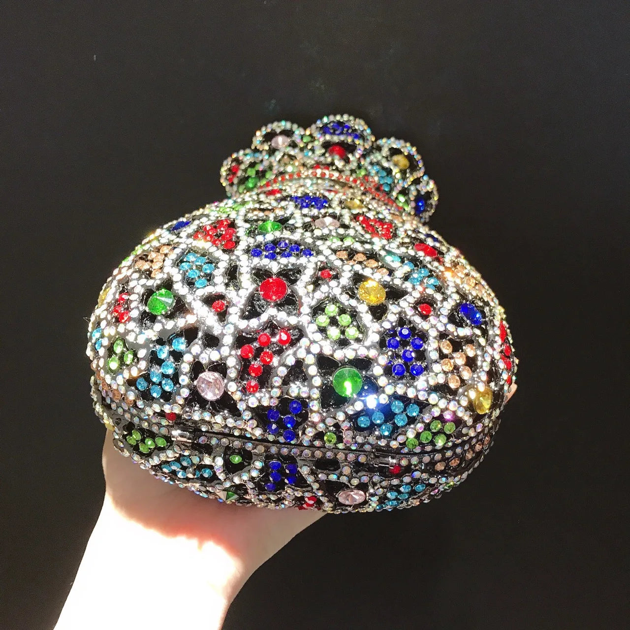 Neueste Blumenvase Strass Abendtaschen Frauen Kristall Handtaschen Metallkette Elegante Partytaschen Luxus Designer Clutch Geldbörse
