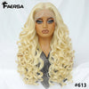 Latisha 13X6 HD Synthetische Spitzenfrontperücke lockig vorgezupfte Lace-Frontal-Perücke mit Pony für Damen, Highlights mit Babyhaar, 24 Zoll