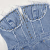 Sibybo Quaste Hollow Out Overalls für Damen Nieten Strass Trägerlos Rückenfrei Jeans Street Fashion Trend Jumpsuit Femme