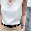 Silk halter V-neck sleeveless bodice Satin vest lace with beautiful back summer jacket with suit top