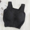 Women'S Winter Warm Fleece Padded Vest Bralette Bra Crop Top Thermal Underwear Solid Color Underwear With Chest Pads Thickened