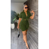 Women Two Piece Shorts Set Outifit Summer Fashion Solid Turn-Down Collar Short Sleeve Shirts Top & Casual Pocket Streetwear Sets
