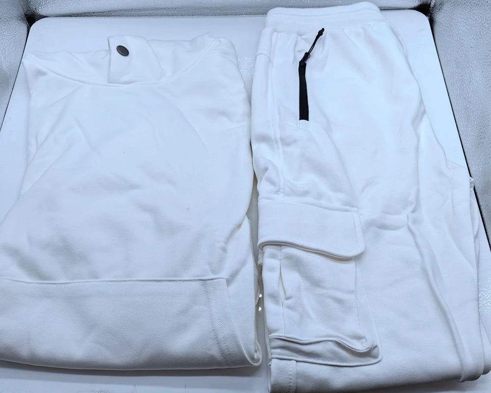 Men's Thick Cotton Training Sets Hoodie Casual Sports Pullover Hooded 2-piece Top with Pants Sweatshirts Gym Running Tracksuits