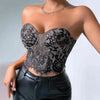 Women Floral Lace Off The Shoulder Crop Tube Top Sexy Strapless Sleeveless Bandeau Tops Y2K Going Out Night Club Party Crop Tops