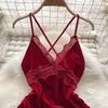 Damen sexy rotes gerafftes Minikleid ärmellos rückenfrei Spaghettiträgerkleid Kordelzug Bodycon Party Clubkleid mit Stringtanga