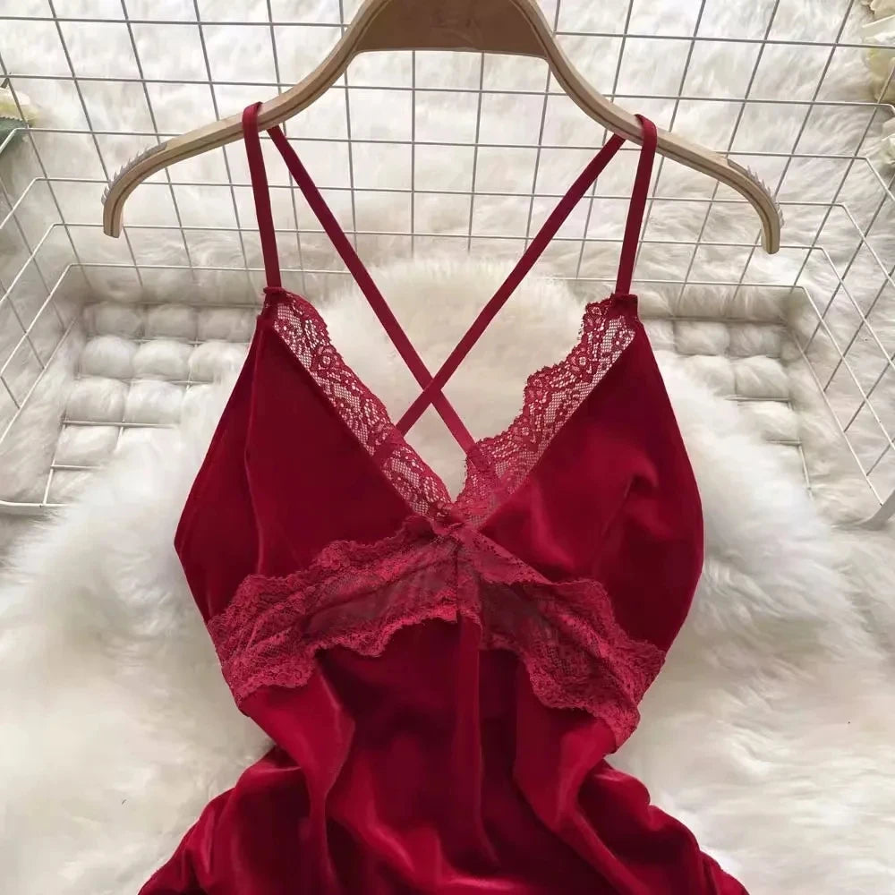 Damen sexy rotes gerafftes Minikleid ärmellos rückenfrei Spaghettiträgerkleid Kordelzug Bodycon Party Clubkleid mit Stringtanga
