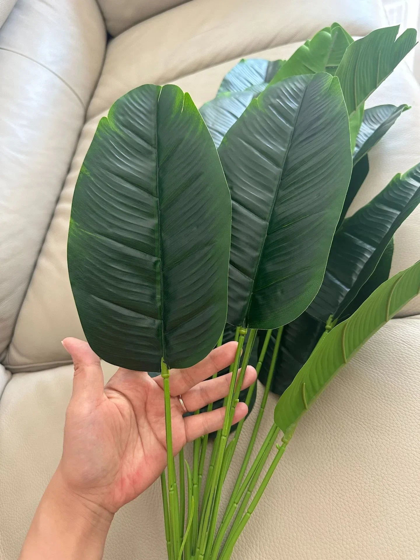 1pc 18 Leaves Artificial Plants Large Tropical Palm Tree Fake Banana Plants Leaves Real Touch for Home Garden Party Decor 2025