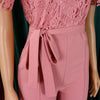 Elegante Jumpsuits & Rompers für Damen Rundhals Spitze Patchwork Kurzarm Gürtel Hohe Taille Luxus Geburtstagsparty Abend Outfit