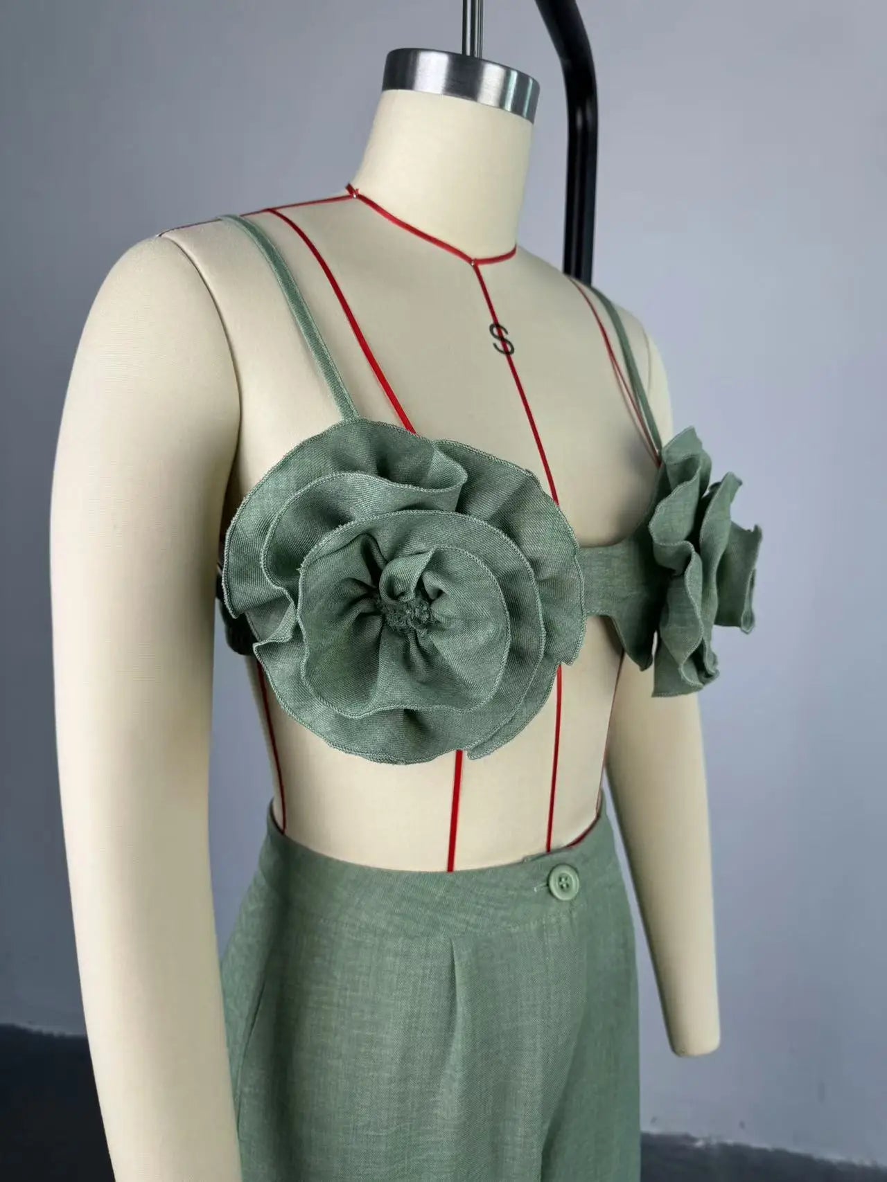 Pants Sets Women Sexy Camisole Top Straight Trousers 2 Piece Suit 3d Flower Backless Spaghetti Strap Tops Summer Outfits 2026