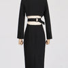 TWOTWINSTYLE Solid Hollow Out Patchwork Belt Blazers For Women Notched Collar Long Sleeve Spliced Single Breasted Blazer Female