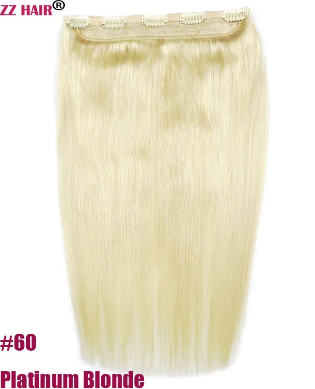 ZZHAIR 100% Brazilian Human Remy Hair Extensions 16"-26" 1Pcs Set 100g-200g One Piece 5 Clips In Natural Straight