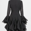 TWOTWINSTYLE Damenkleid Unregelmäßig Gefaltet Patchwork Mode Lang Laternenärmel Tailliertes Minikleid 2024 Neue Kleidung