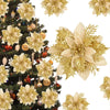 3/10Stück 14cm Weihnachtsblumen Glitzer Rot Gold Blütenkopf Weihnachtsbaumschmuck Neujahrsdekorationen für Zuhause Navidad Noel Geschenke