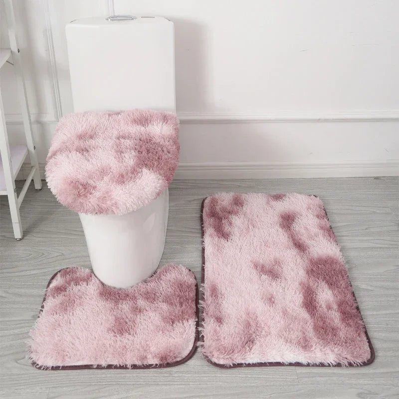 3er-Set einfarbige Heimteppiche Toilettendeckelbezug Teppich-Set rutschfeste Fußmatte für Badezimmerboden Badteppich Fußmatte