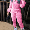 Winter New Plush Two Piece Set Casual Home Warm Suit For Women Fashion Zipper Lapel Pullover Top Elastic Waist Trousers Suit