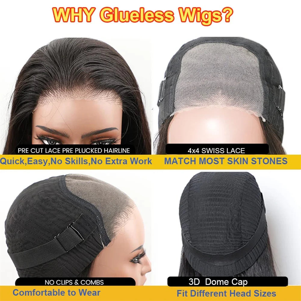 BOB Wear Go Glueless Preplucked Human Wigs Ready To Go Pre-Cut 4x4 Hd Lace Closure Kinky Culry Frontal Wig For Black Women