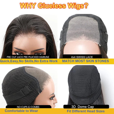 BOB Wear Go Glueless Preplucked Human Wigs Ready To Go Vorgeschnittene 4x4 HD Lace Closure Kinky Curly Frontal Wig für schwarze Frauen