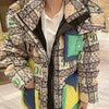 2023 Europäische Station Winter Neue Daunenjacke Damen Warm Mode Kurze Farb-Patchwork Graffiti dicke Weiße Entendaunenjacke