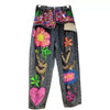 Fashion Rhinestone Washed Ripped Graphic Jeans Street Style Women's Denim Pants High Waisted Beaded Sequin Straight-Leg Jean