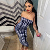 Spring/Summer Women's Colorful Tie Dye Print Off Shoulder Wrapped Chest Dress