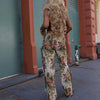 CM.YAYA Fashion Print Women's Set Strapless Top and Wide Leg tassel Pants Summer Cargo Street Two 2 Piece Set Outfit Tracksuit