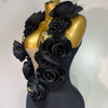 Mode Schwarz 3D Blumen Bodycon Langes Bandage Kleid Celebrity Elegantes Party Geburtstagskleid Damen Ärmellose Sexy Vestidos