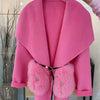2024 New Winter Real Natural Fox Fur Pocket Coat Ladies Outwear Female Coat Cashmere Wool Woolen Women Luxury Jacket