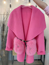 2024 New Winter Real Natural Fox Fur Pocket Coat Ladies Outwear Female Coat Cashmere Wool Woolen Women Luxury Jacket