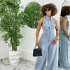 Summer New Style Women's Jumpsuit High Waist Denim Sleeveless Collared Pant One Piece Suit Chinese Manufacturer Origin