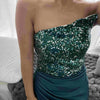 2025 Damen Trägerloses Ärmelloses Abendkleid Pailletten Seitenschlitz Lange Kleider Elegant Neu Sexy Bling Party Ballkleid Vestidos Damen