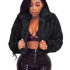 Fashion Faux Fur Open Stitch Lapel Crop Jackets Women Clothing Autumn Winter Solid Long Sleeve Warm Furry Fluffy Coat Outer Wear