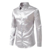 Men's Black Satin Luxury Dress Shirts Fashion Silk Smooth Tuxedo Shirt Solid Wedding Party Prom Casual Shirt Business Office
