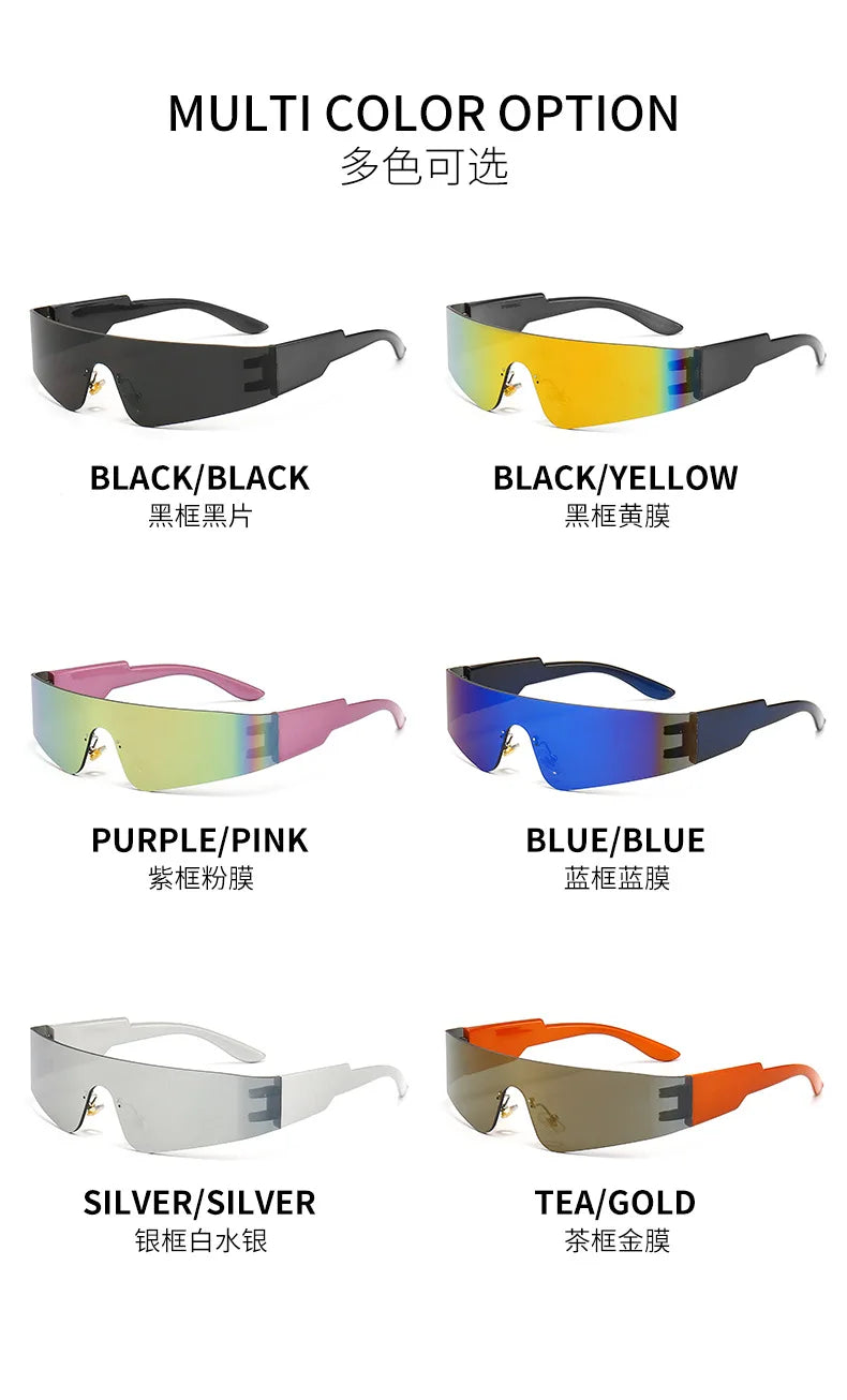 Neue Mode Bunte Sport-Sonnenbrillen Damen Cyberpunk Randlose Sonnenbrille Anti-UV Fahr-Sonnenbrille UV400 Oculos De Sol