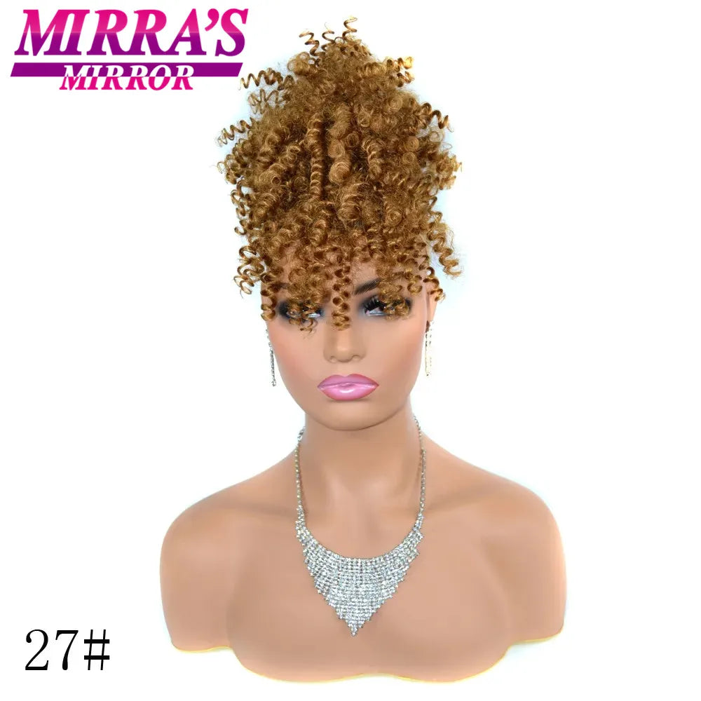 Synthetic Afro Puff Drawstring Ponytail Hair Bun 10 Inch Short Afro Kinkys Curly Afro Bun Extension Hairpieces Large Size