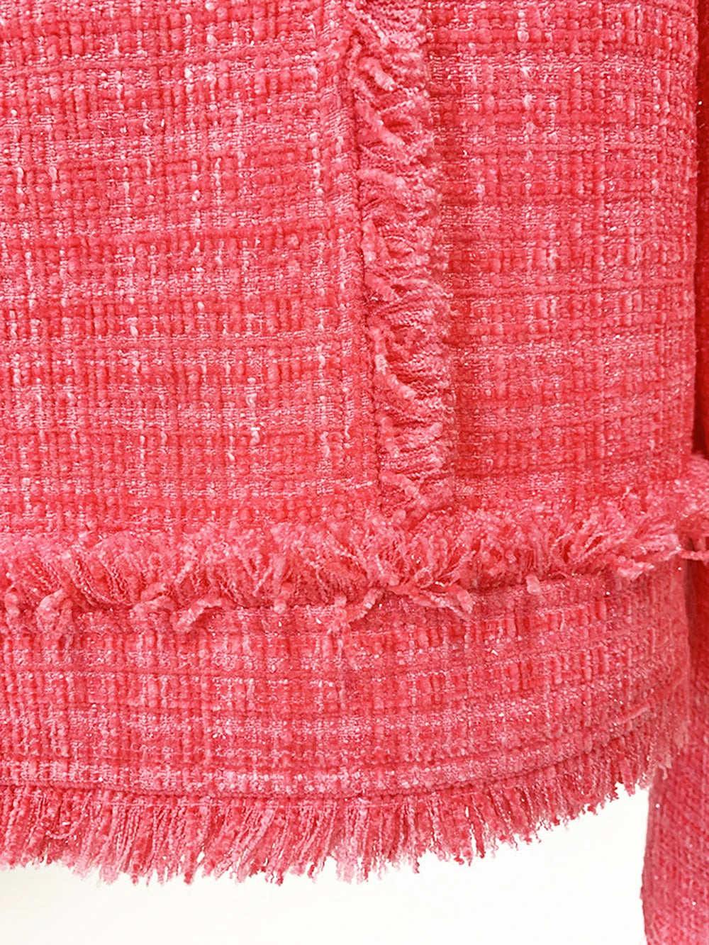 Modphy Winter Sweet Luxury Tweed Rose Pink Jackets Women Diamond Tassels Woollen Coats Elegant Straight Outerwear Tops Female
