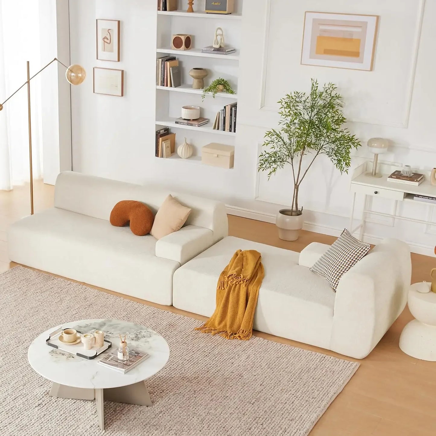 107” modulares Sektionssofa, modernes Couch-Schaumstoff-Sektionssofa für das Wohnzimmer, hochdichtes Schaumstoff-Wolken-Sektionssofa