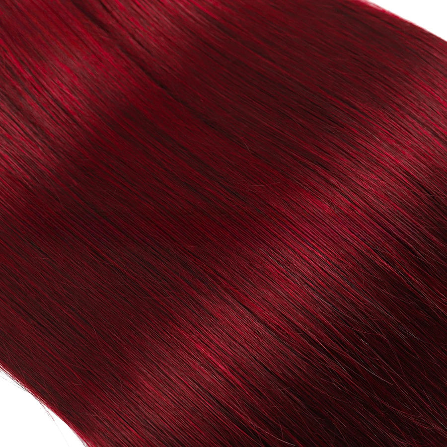 99j Burgunderrot Glattes Echthaar Bündel 1/2/3er Set 100g/Stk 10A Brasilianisches Remy Haar Doppelt genähte Haartressen Volle Spitzen