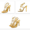 Liyke Summer Blue Denim Sandals Women Elegant Square Toe Party Wedding High Heels Crystal Buckle Narrow Band Female Dress Shoes