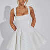 Mozision Pailletten-Kleid mit Schleife am Rücken, rückenfrei, sexy Mini-Kleid für Damen, modisches Etuikleid mit eckigem Ausschnitt, ärmellos, hohe Taille, A-Linie, Clubkleid